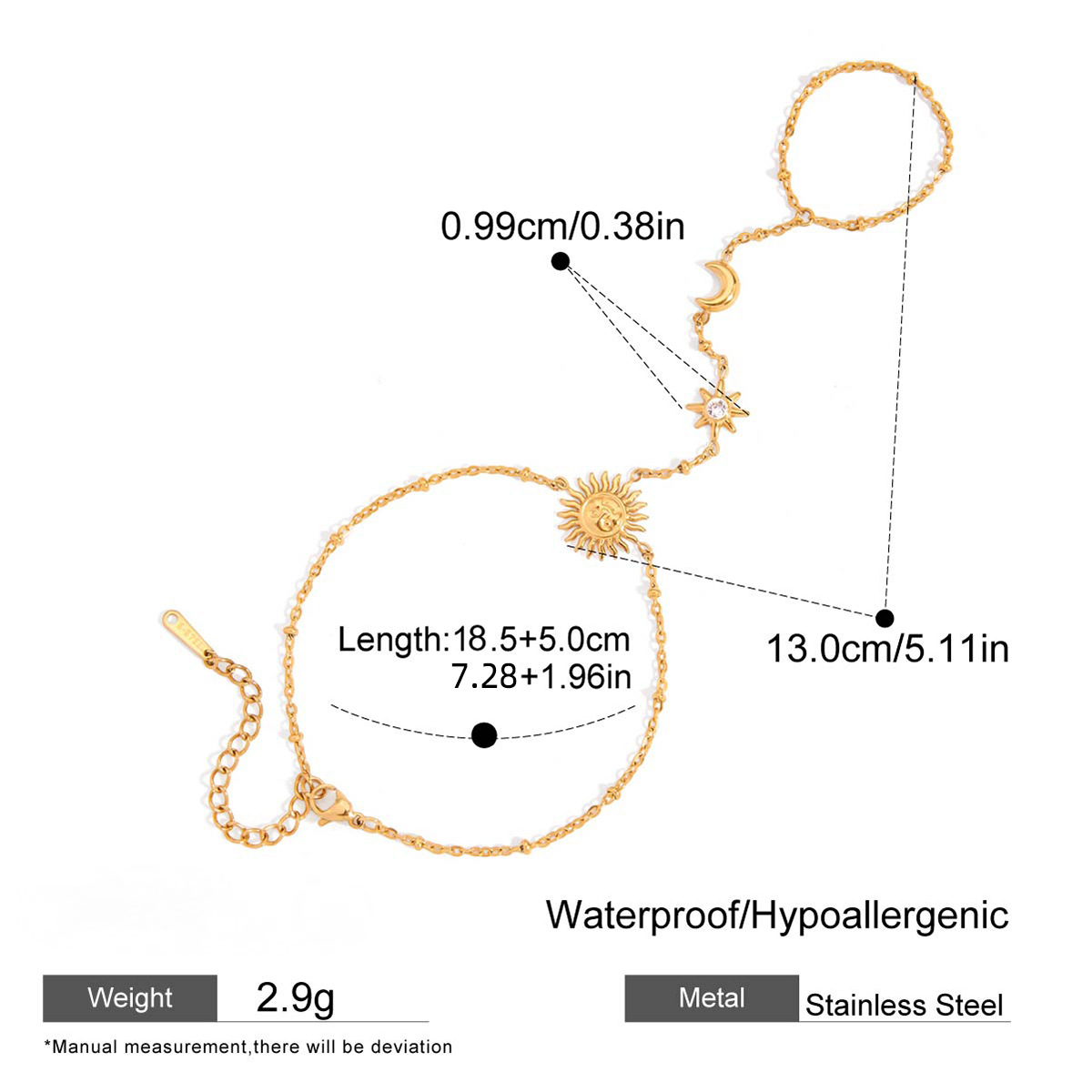 Stainless Steel Sun Finger Bracelet