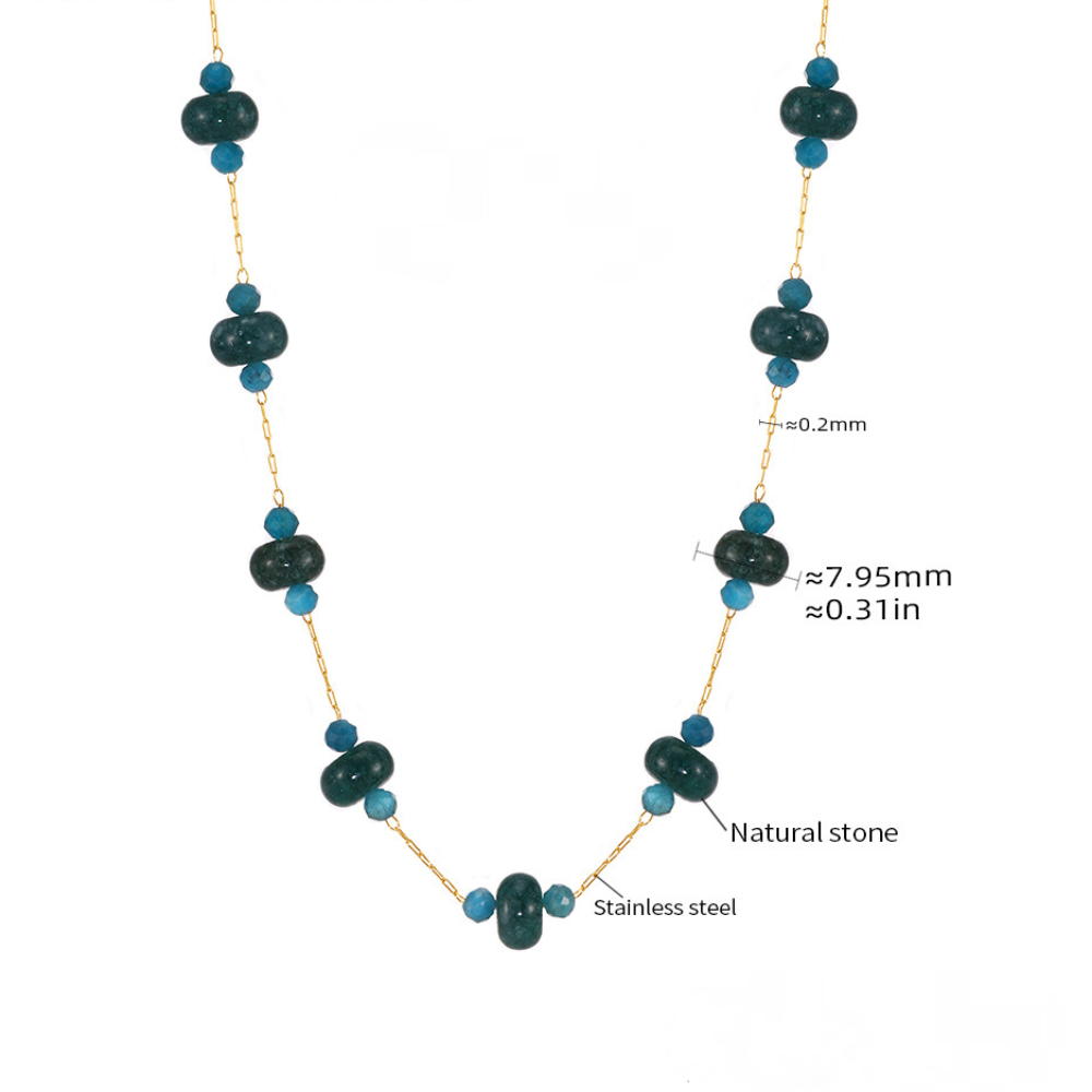 Stainless Steel Natural Stone Beaded Necklace