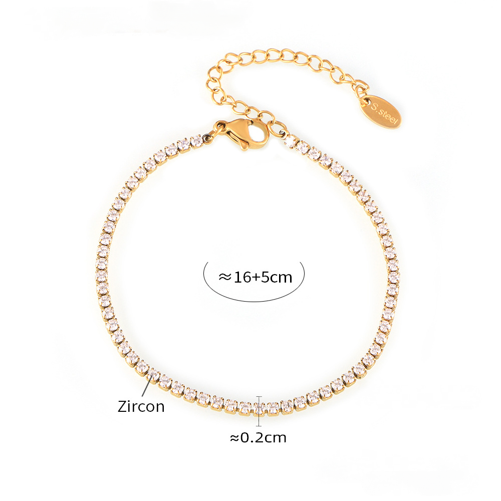 Stainless Steel 18K Gold PVD Tennis Bracelet