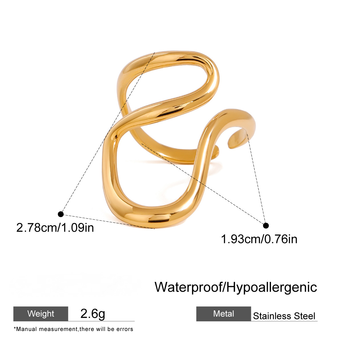 Stainless Steel Heart Band Ring