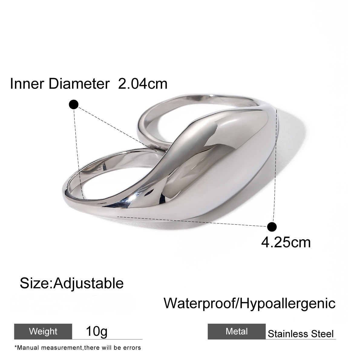 Stainless Steel 18K Gold PVD Croissant Ring
