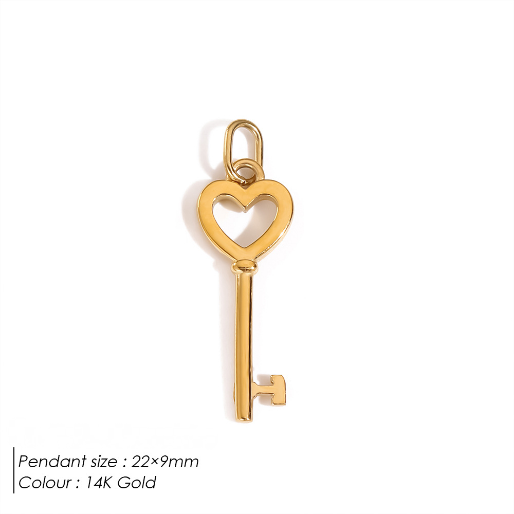 Stainless Steel Heart-shaped Small Key Pendant