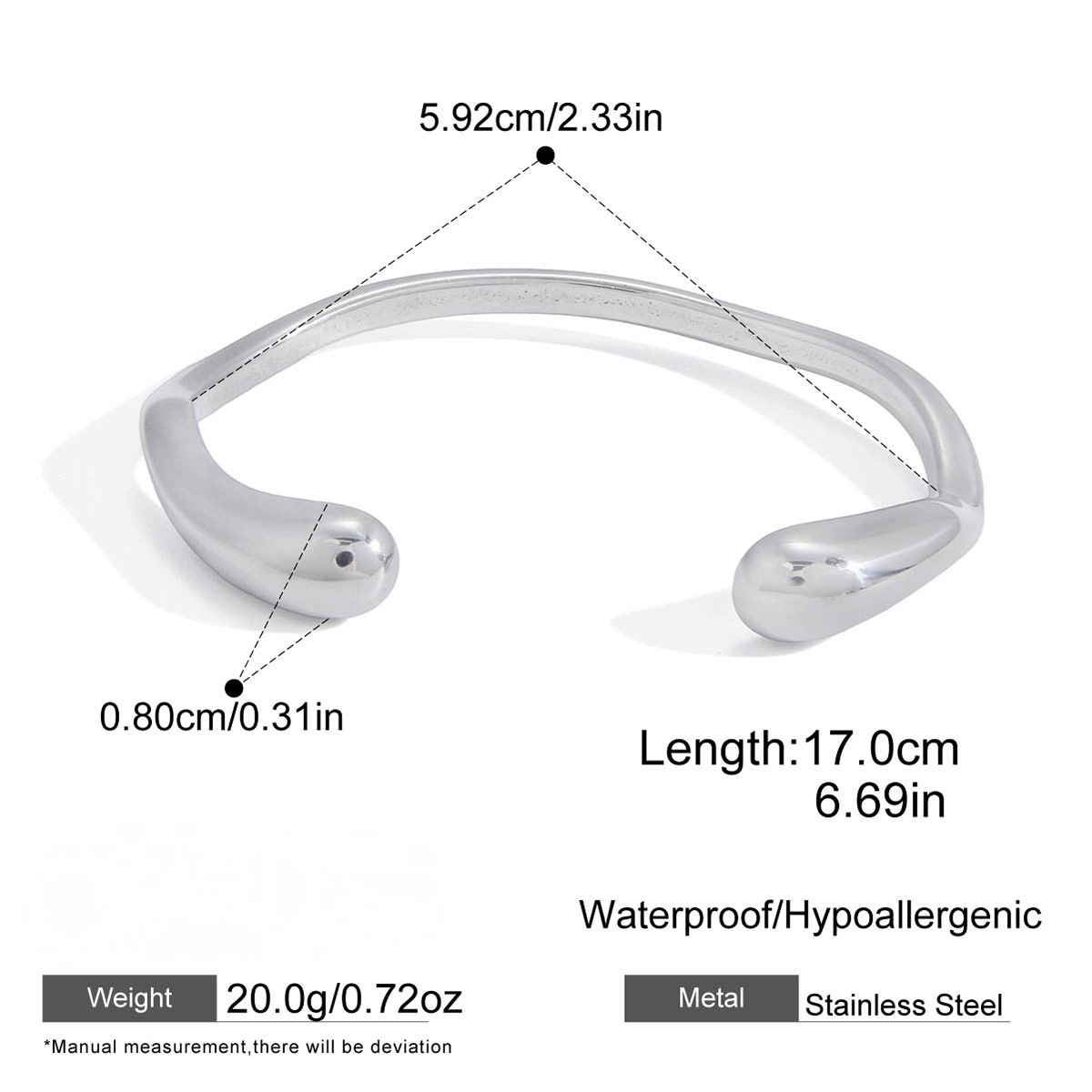 18K Gold PVD Stainless Steel Loach-shaped Bracelet