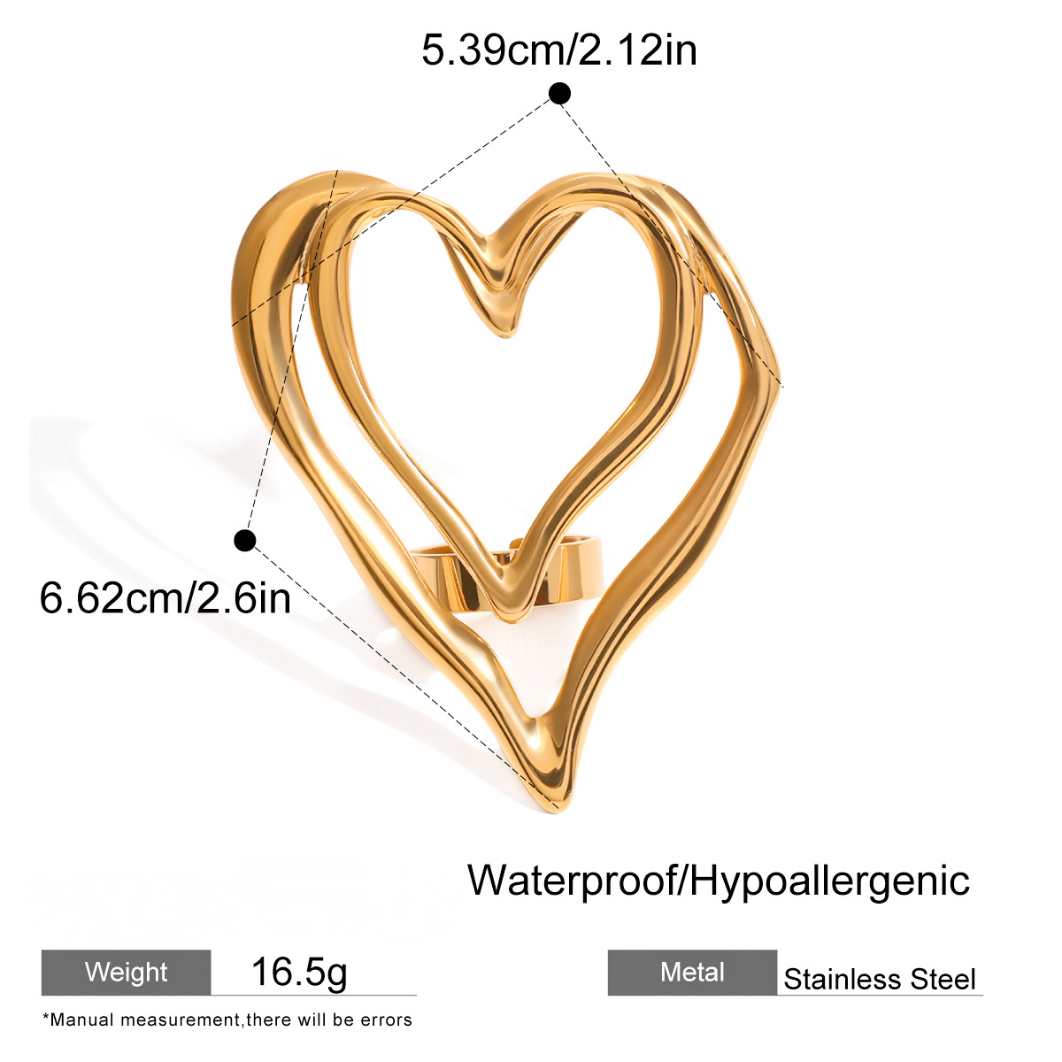 Stainless Steel Heart-shaped Line Ring