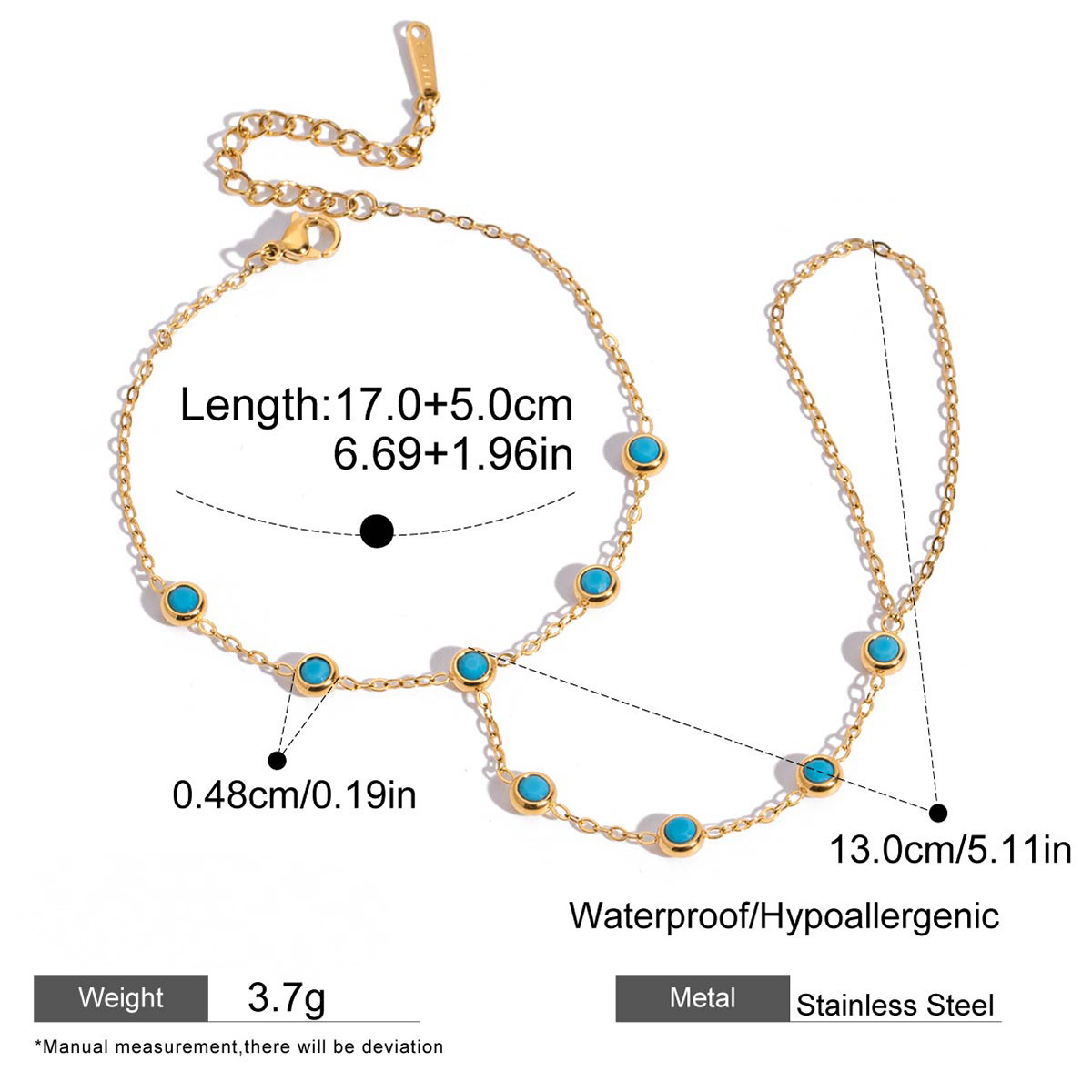 Stainless Steel Turquoise Necklace Ring Jewelry Set