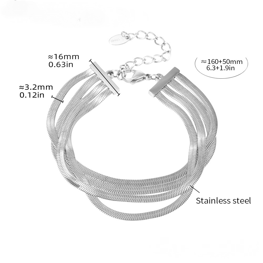 Stainless Steel Multi-layered Snake Chain Bracelet