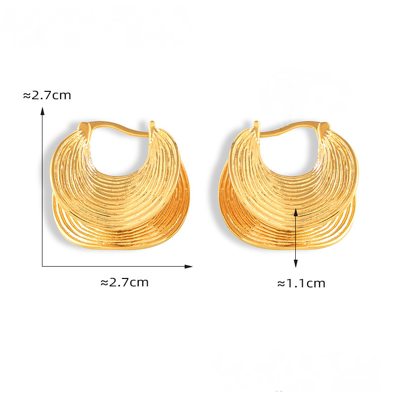 Double-layer Geometric Lines Textured Hoop Earrings