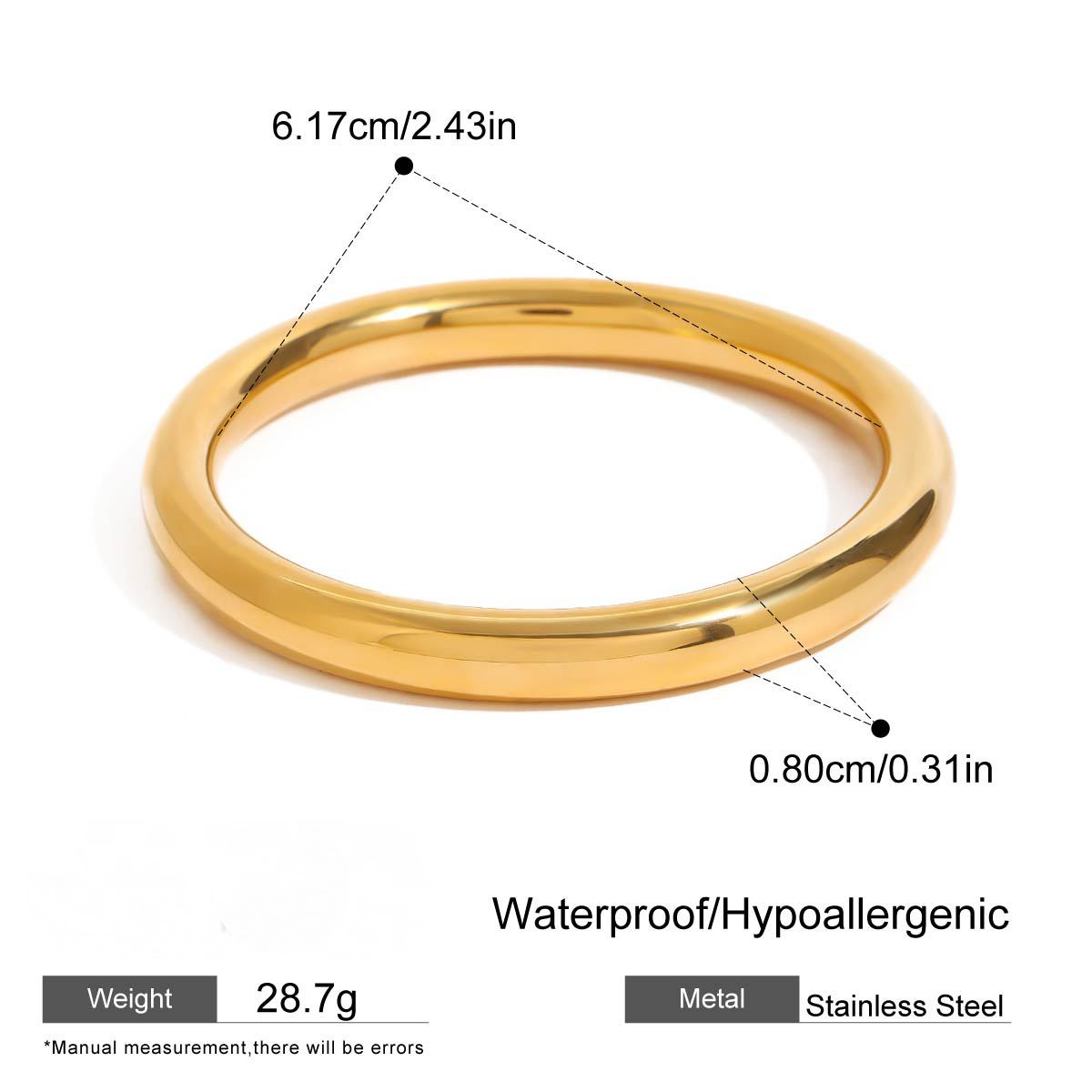Stainless Steel 18K Gold PVD Cubic Zirconia Bangle