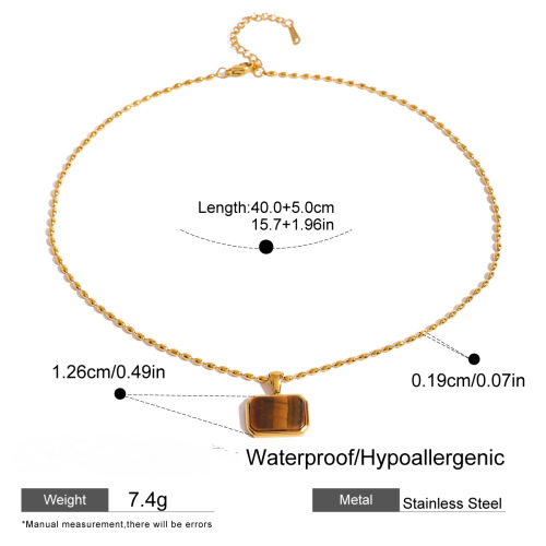 Stainless Steel Tiger's Eye Necklace Bracelet Ring Earrings Jewelry Suit