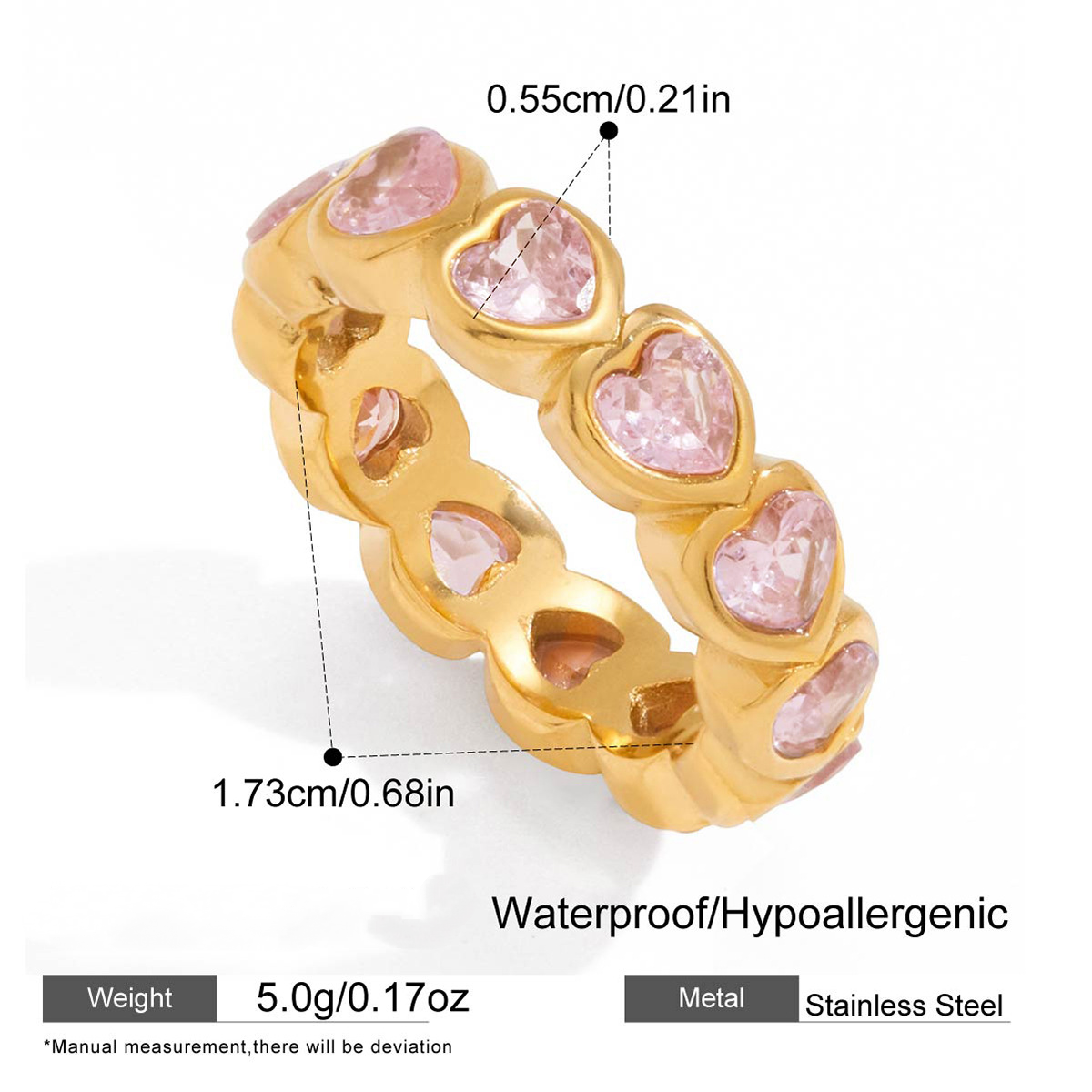Stainless Steel 18K Gold PVD Cubic Zirconia Ring Collection