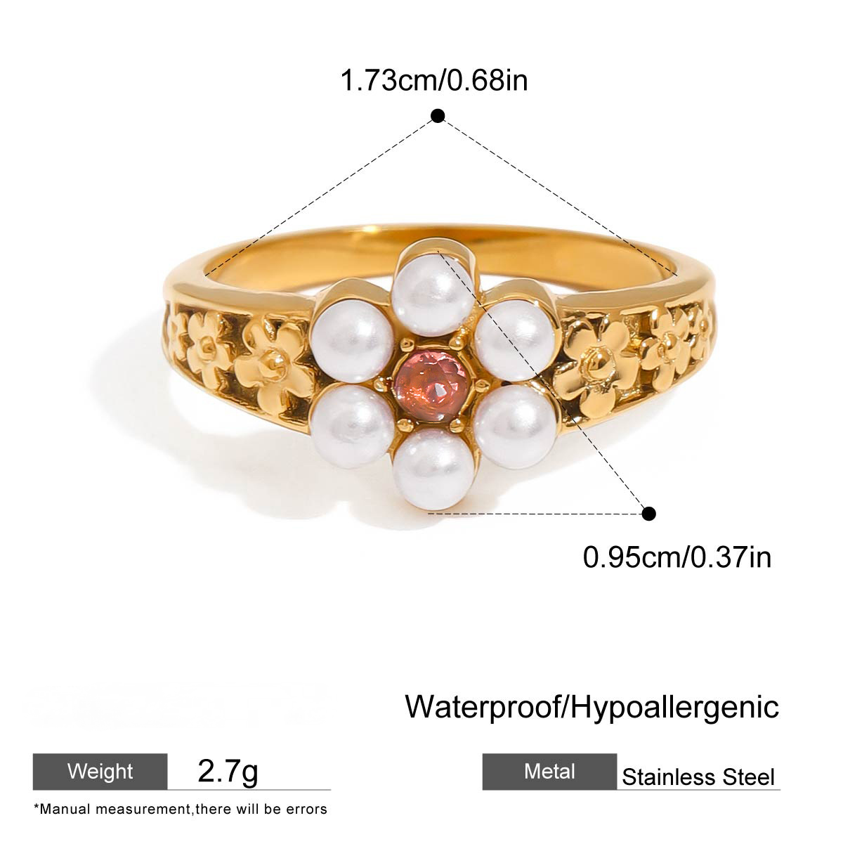 Stainless Steel Pink Cubic Zirconia Ring Combination