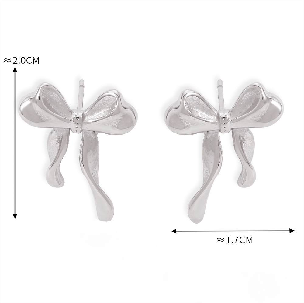 Stainless Steel 18K Gold PVD Bow Stud Earrings