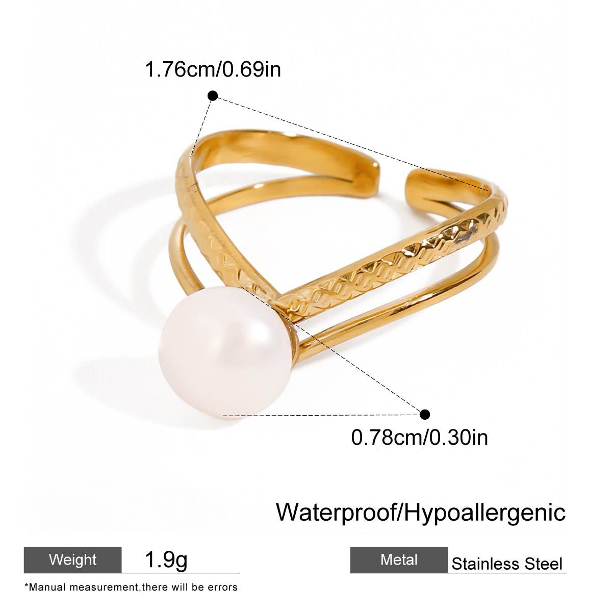 Stainless Steel Freshwater Pearl Ring