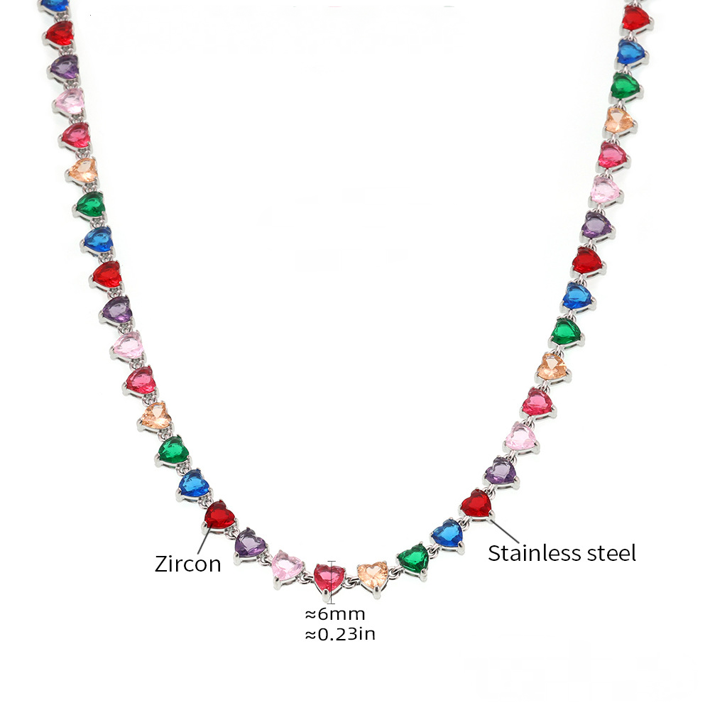 Stainless Steel Heart Cubic Zirconia Necklace