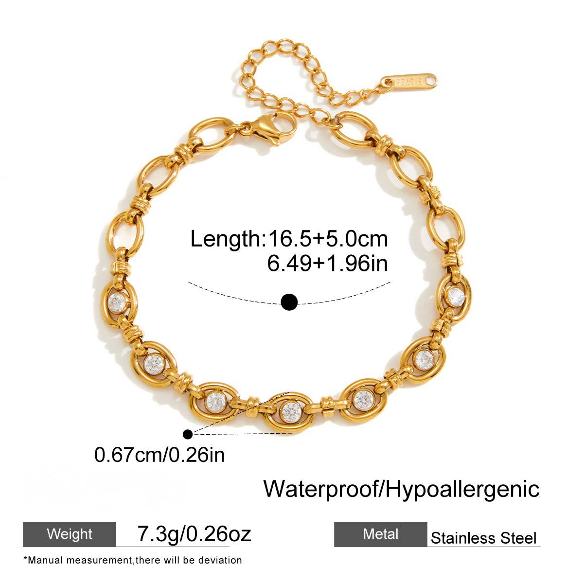 Stainless Steel CZ Heart-shaped Pig Nose Buckle Bracelet