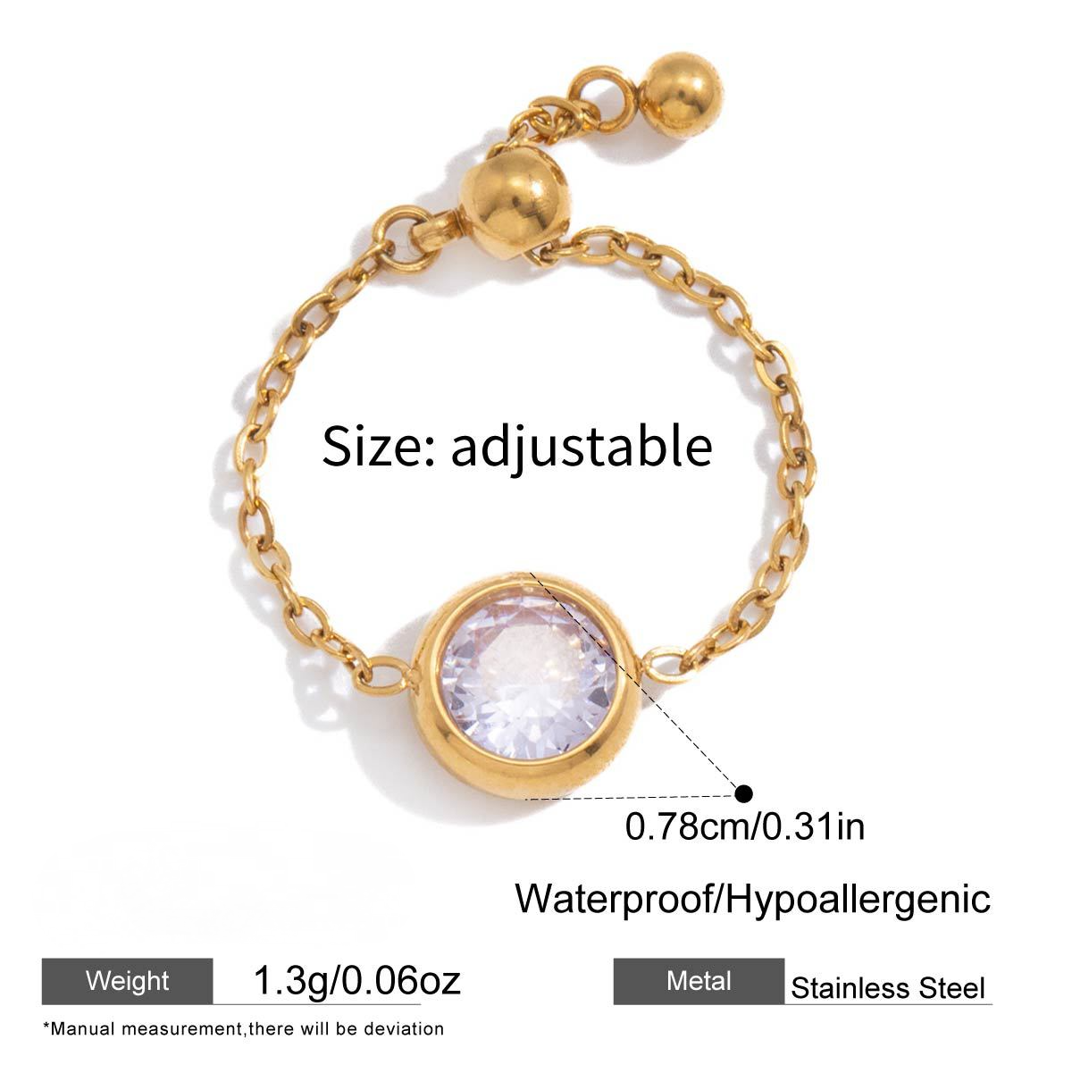 Adjustable Drawstring Stainless Steel Purple CZ Ring