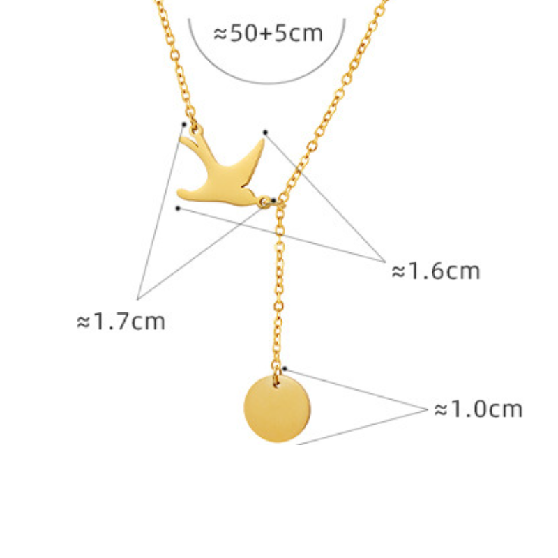 Stainless Steel Swallow Shape Pendant Tassel Necklace