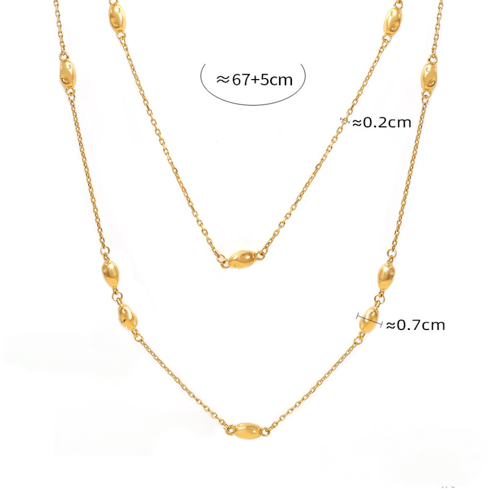 Stainless Steel Bead Double Layer Necklace