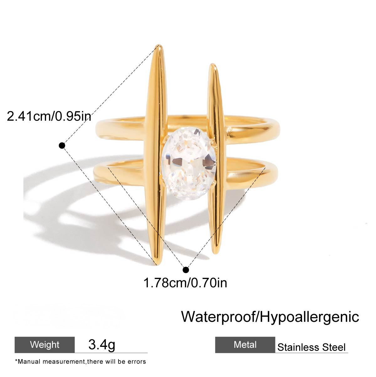 Stainless Steel Design Cubic Zirconia Ring Combination