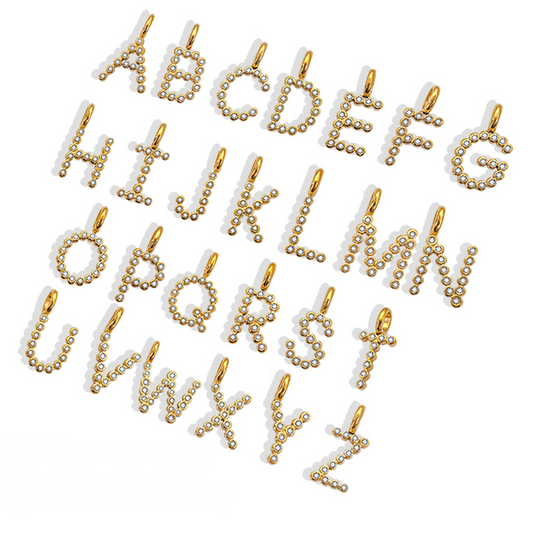 Stainless Steel English Letter Cubic Zirconia Pendant