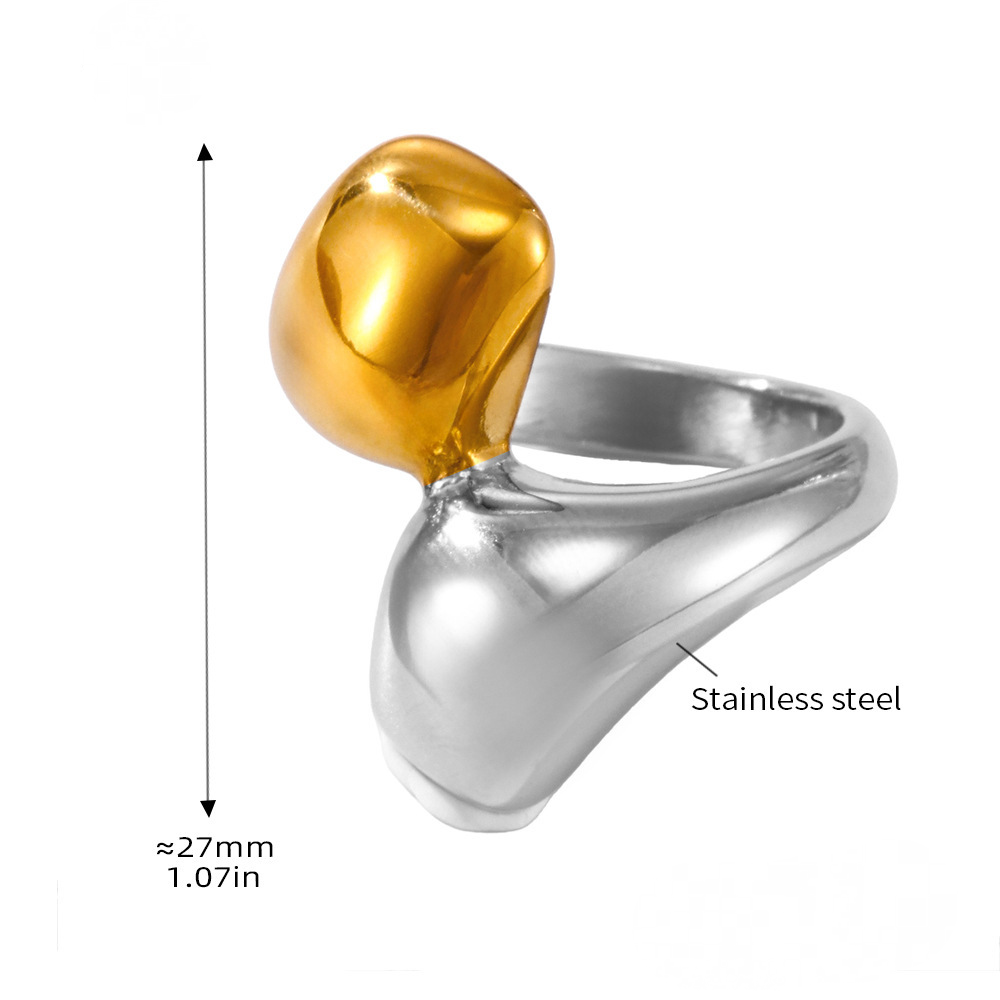 18K Gold PVD Stainless Steel Geometric Cuff Ring