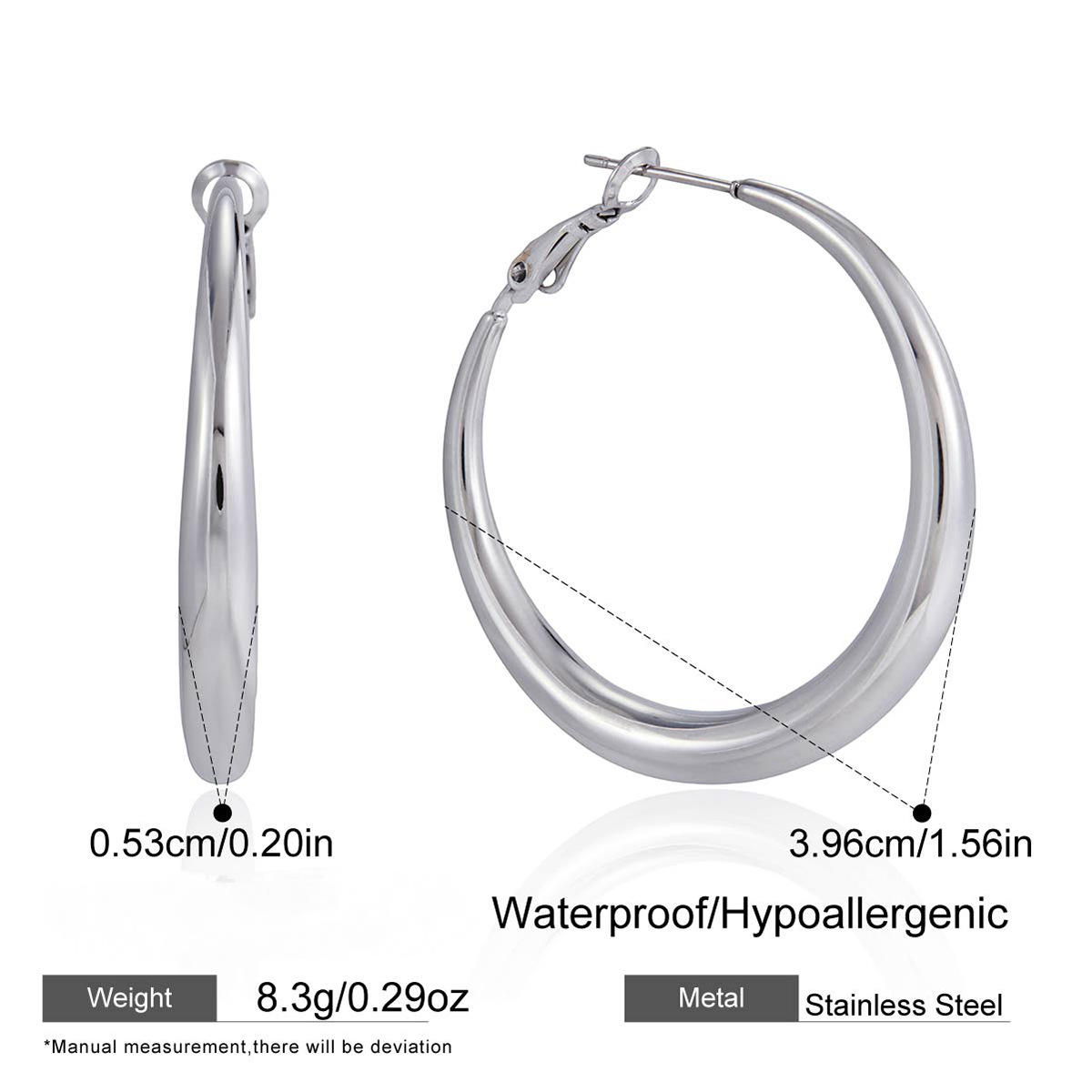 Stainless Steel Smooth Plain Hoop Earrings