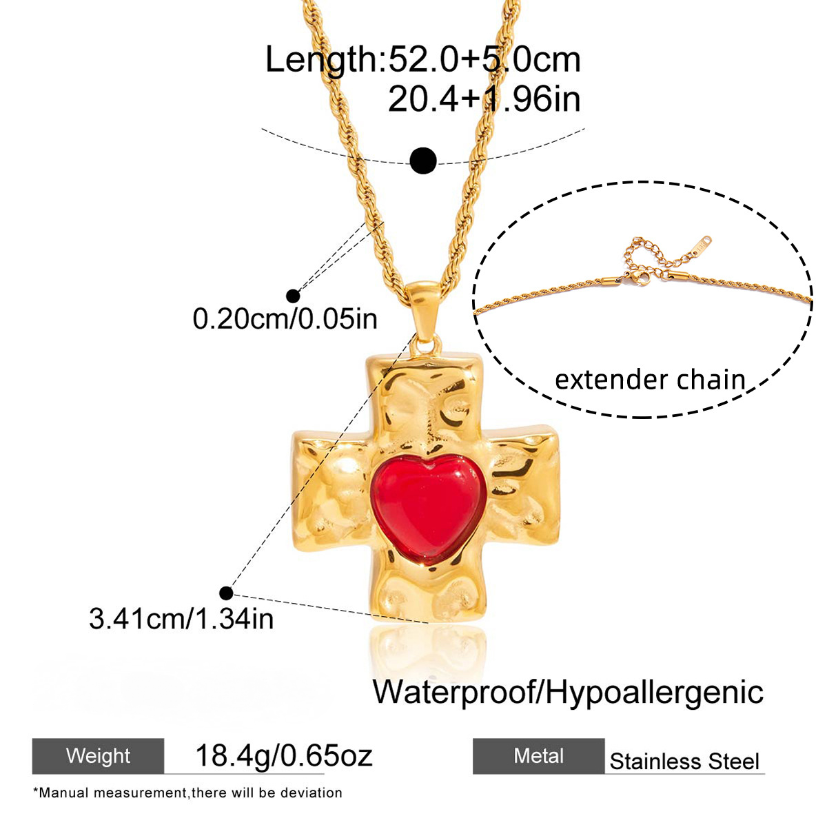 Stainless Steel Agate Cross Pendant Necklace