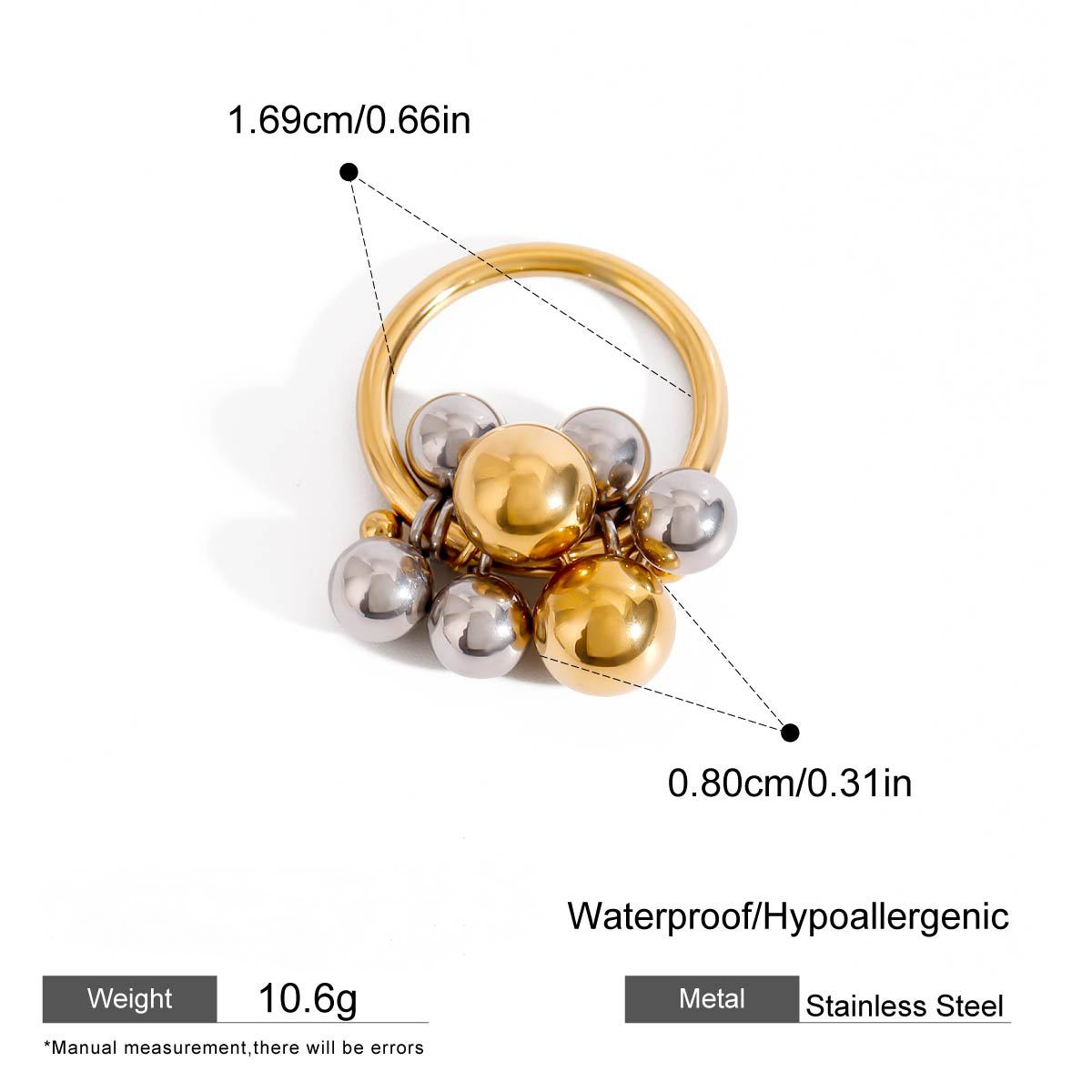 Stainless Steel Light Luxury Multi-ball Ring