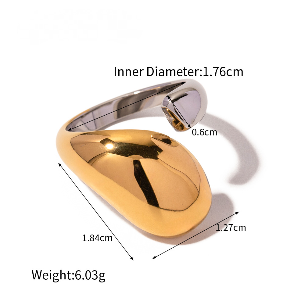 Stainless Steel Exaggerated Two-Tone Gold and Steel Ring