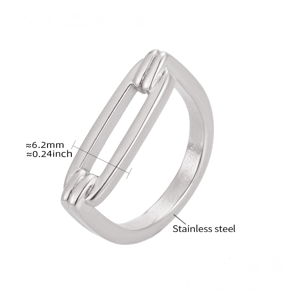 Stainless Steel Rectangular Geometric Hollow Ring