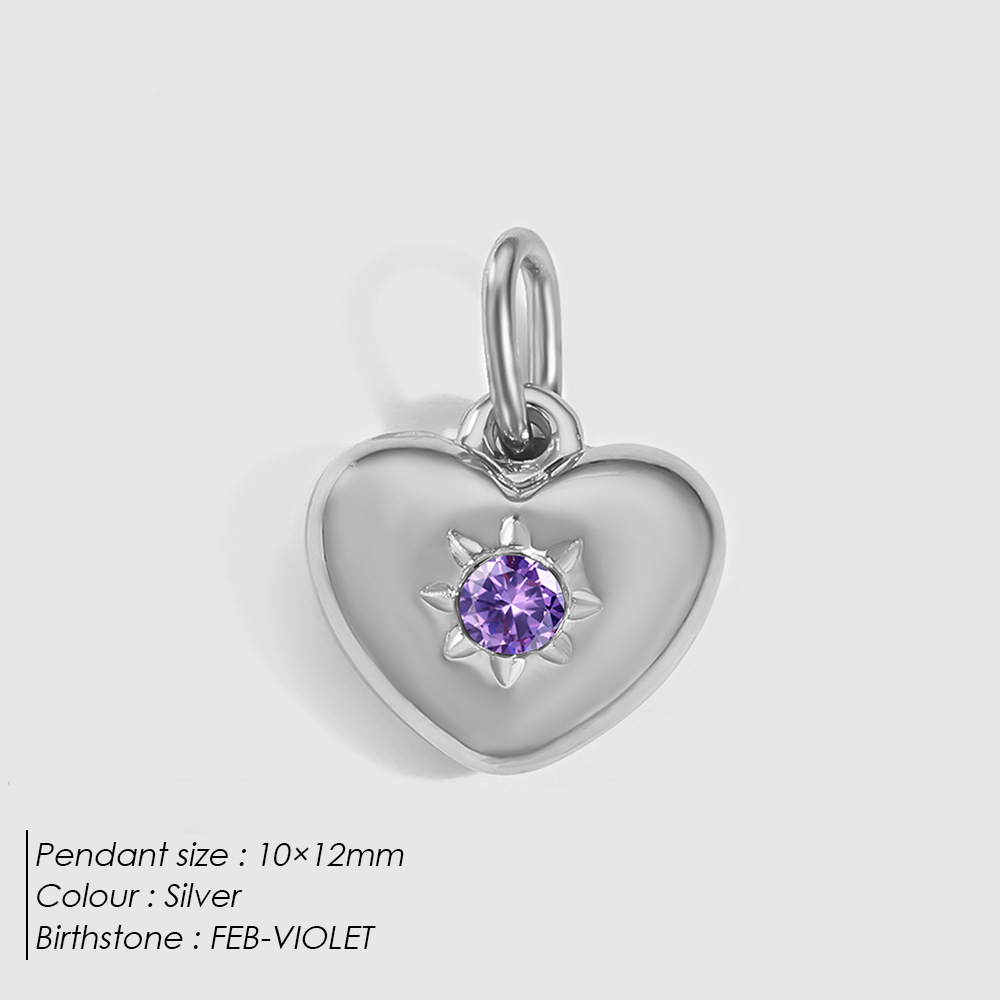 Stainless Steel Rhinestone Heart Pendant