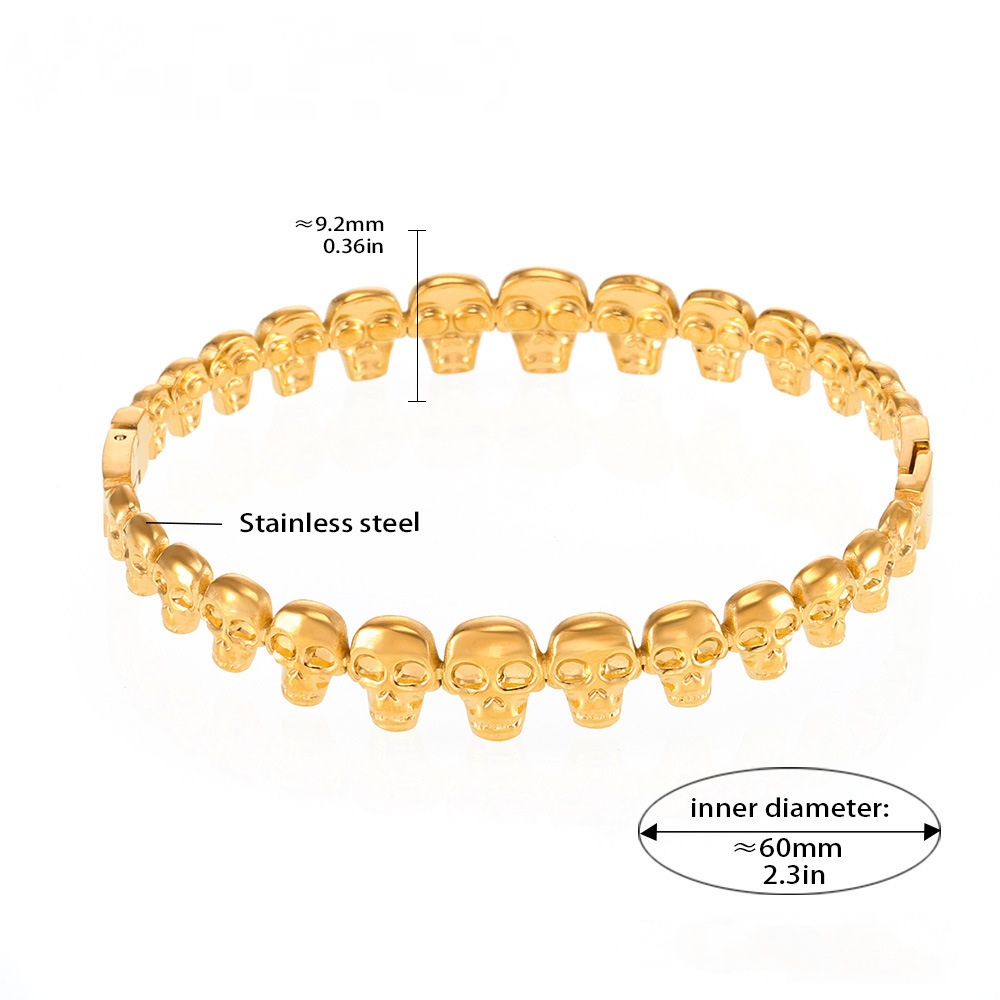 Skull 18K Gold PVD Stainless Steel Bracelet