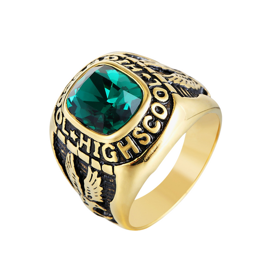 18K Gold PVD Double Eagles Gemstone Ring