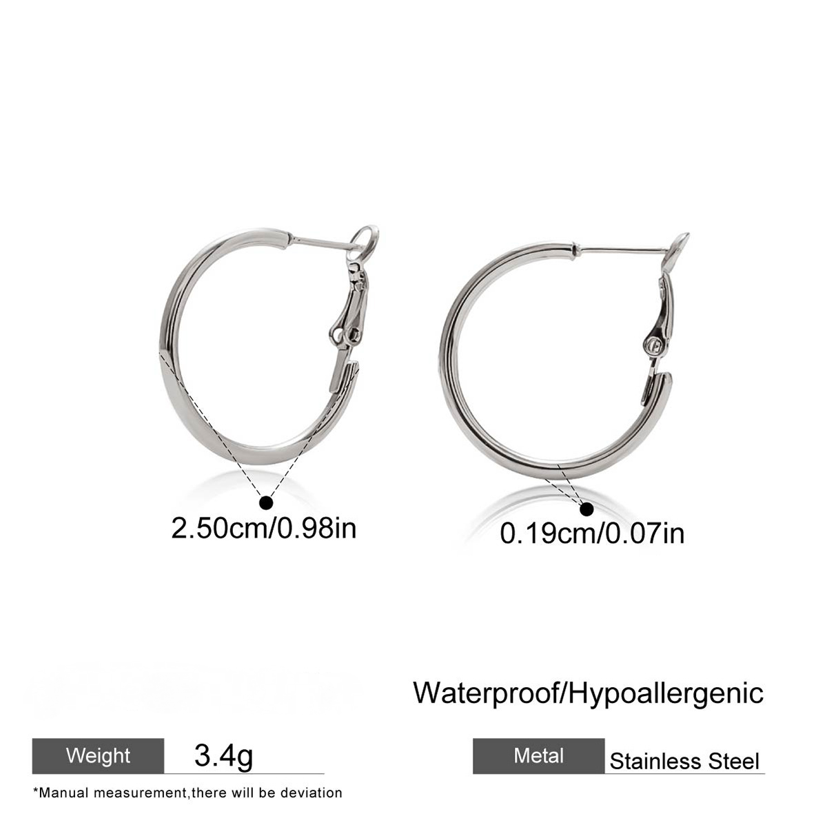Stainless Steel Glossy Coil Hoop Earrings