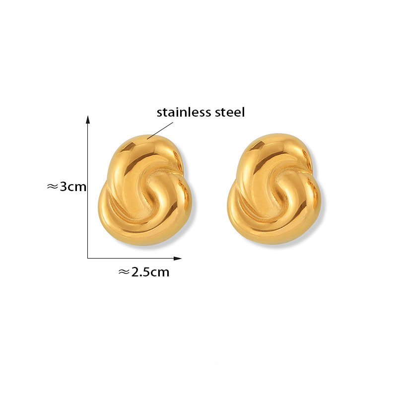 Double Ring Stitching Stainless Steel Stud Earrings