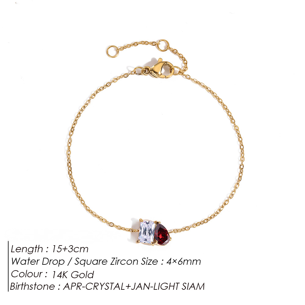 Stainless Steel Birthday Stone Bracelet