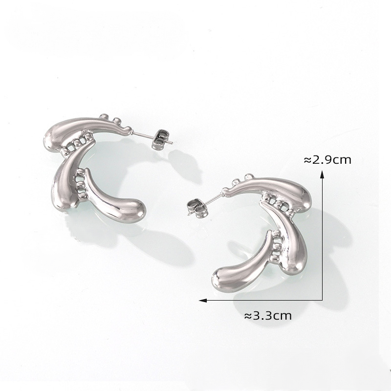 Stainless Steel Water Drop Swirl Stitching Earrings
