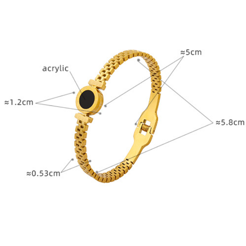 Stainless Steel Roman Numeral Statement Bangle Bracelet
