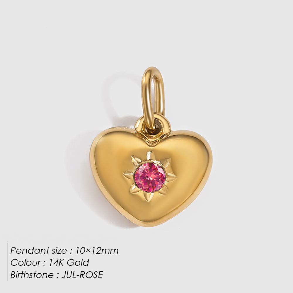 Stainless Steel Rhinestone Heart Pendant