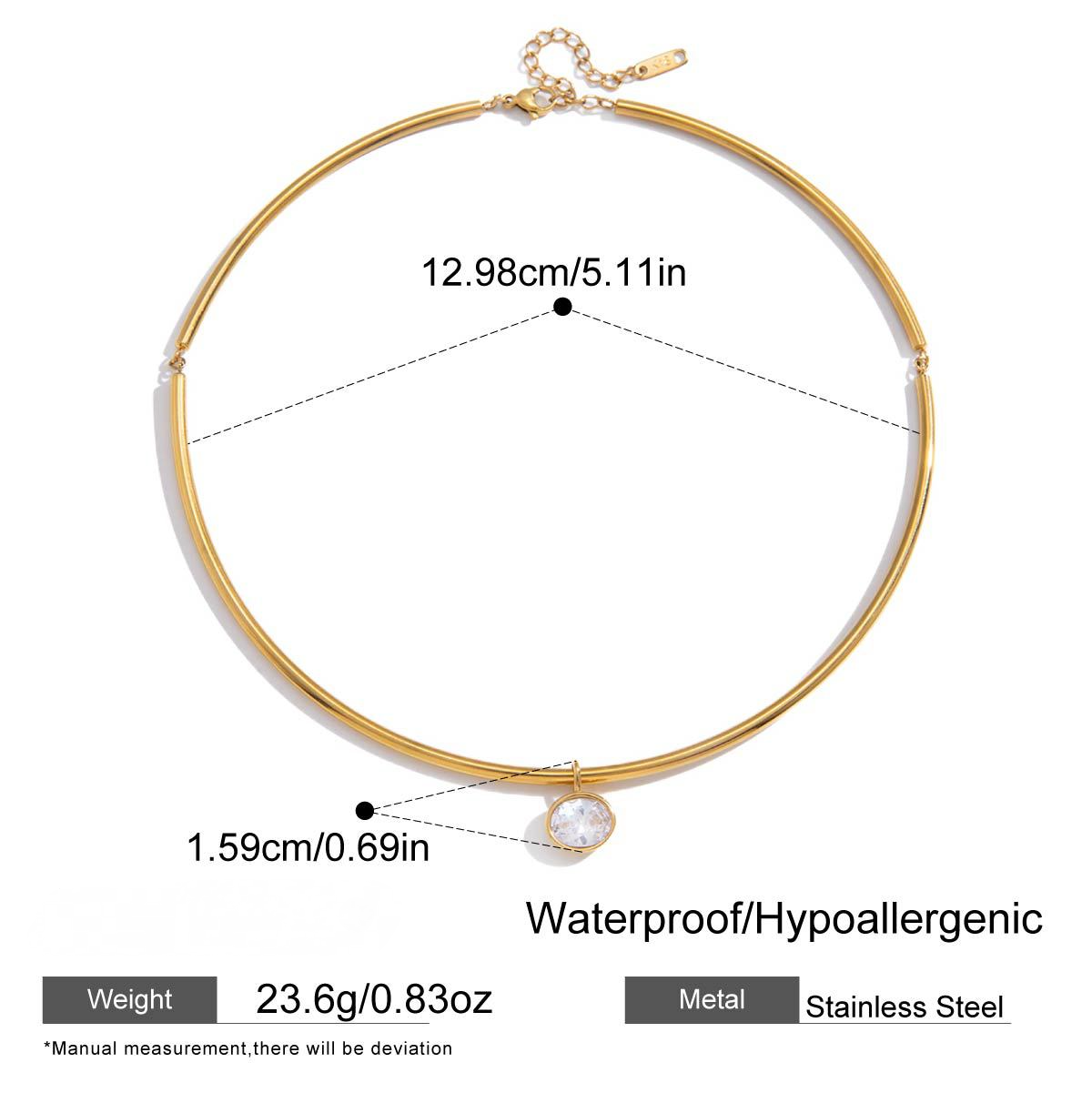 Stainless Steel White Cubic Zirconia Pendant Necklace