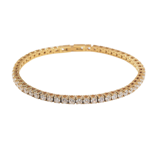 18K Gold PVD 3mm Inlaid Circular CZ Tennis Bracelet