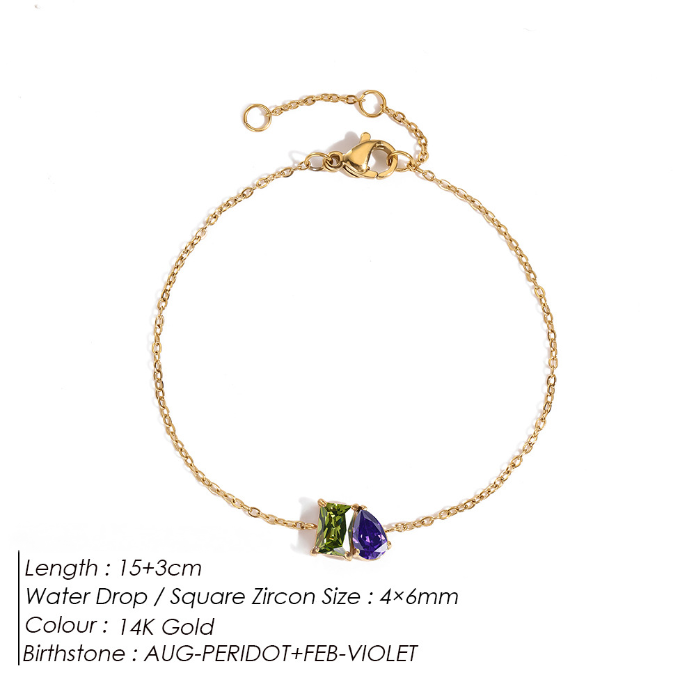 Stainless Steel Birthday Stone Bracelet