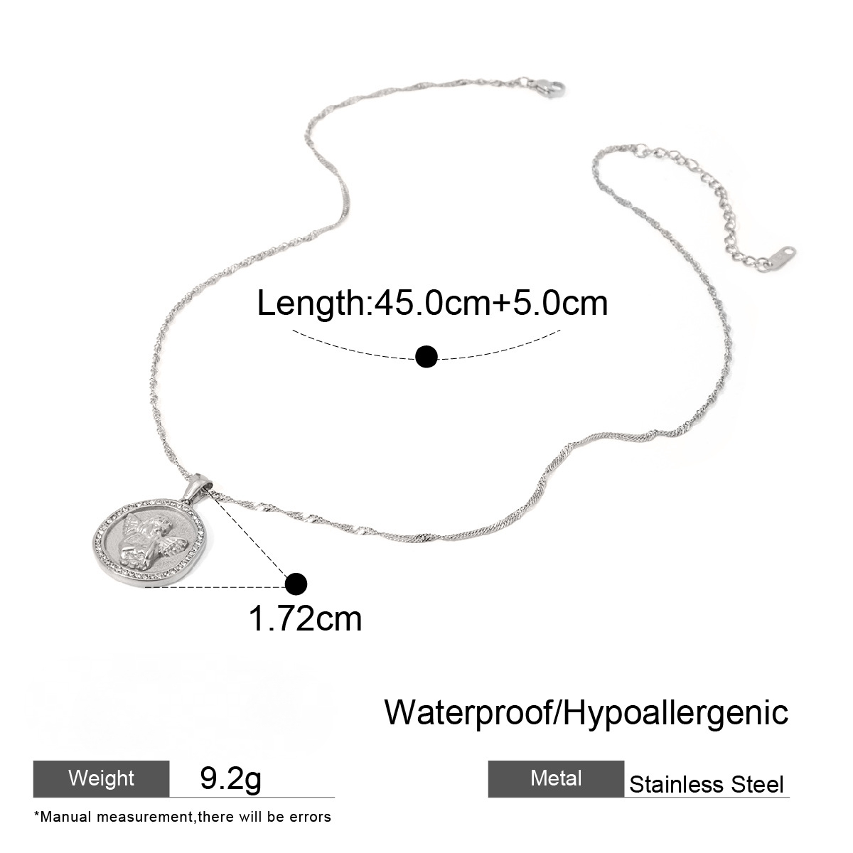 Stainless Steel Cubic Zirconia Paperclip Chain Necklace