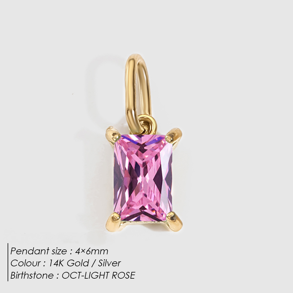 Stainless Steel Geometric Square Cubic Zirconia Necklace Pendant