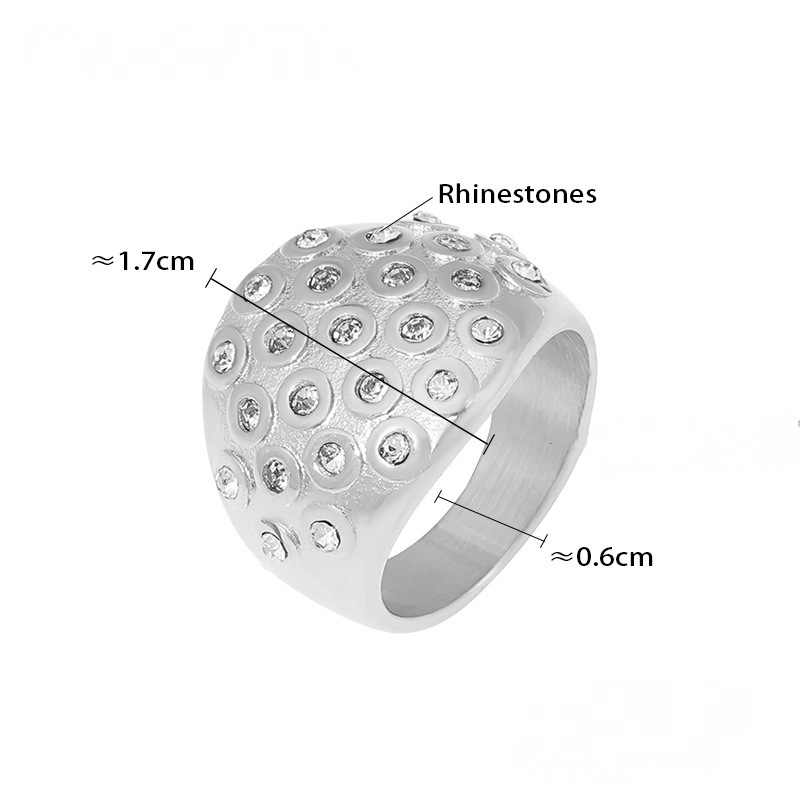 Stainless Steel Spherical Inaly Rhinestone Ring