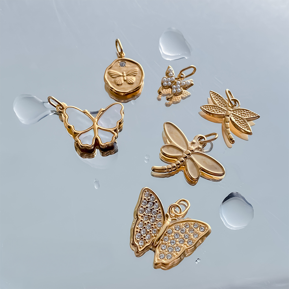 Stainless Steel 14K Gold PVD Butterfly Pendant