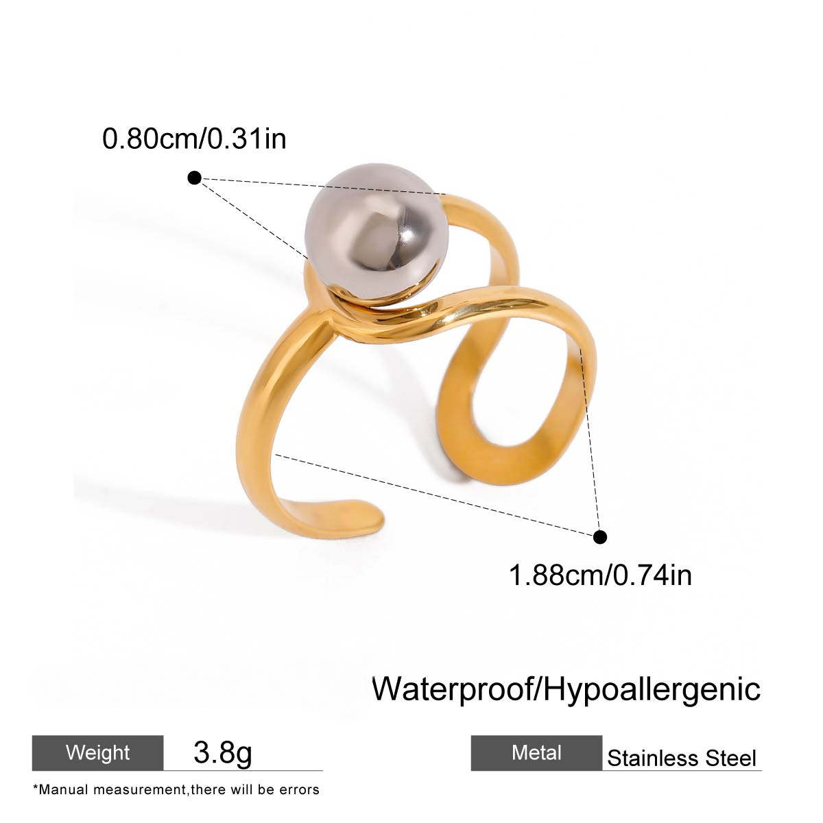 Stainless Steel Exaggerated Retro Ring