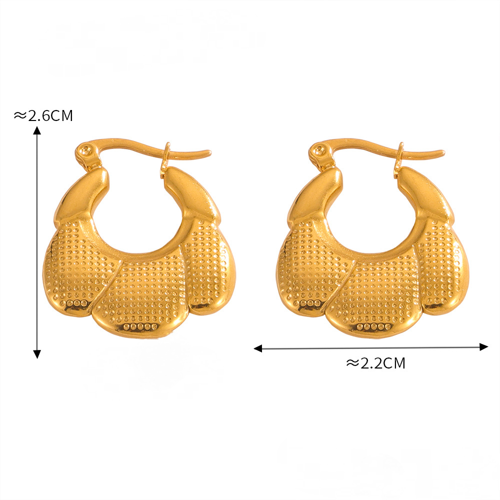 Stainless Steel Simple Hollow Geometric Texture Hoop Earrings