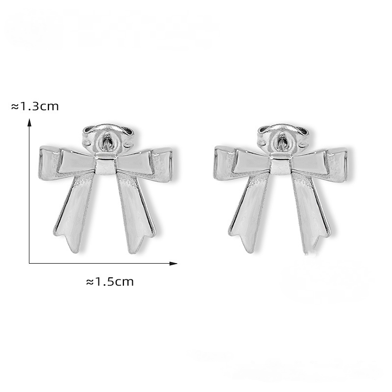 18K Gold PVD Stainless Steel Double Bow Stud Earrings