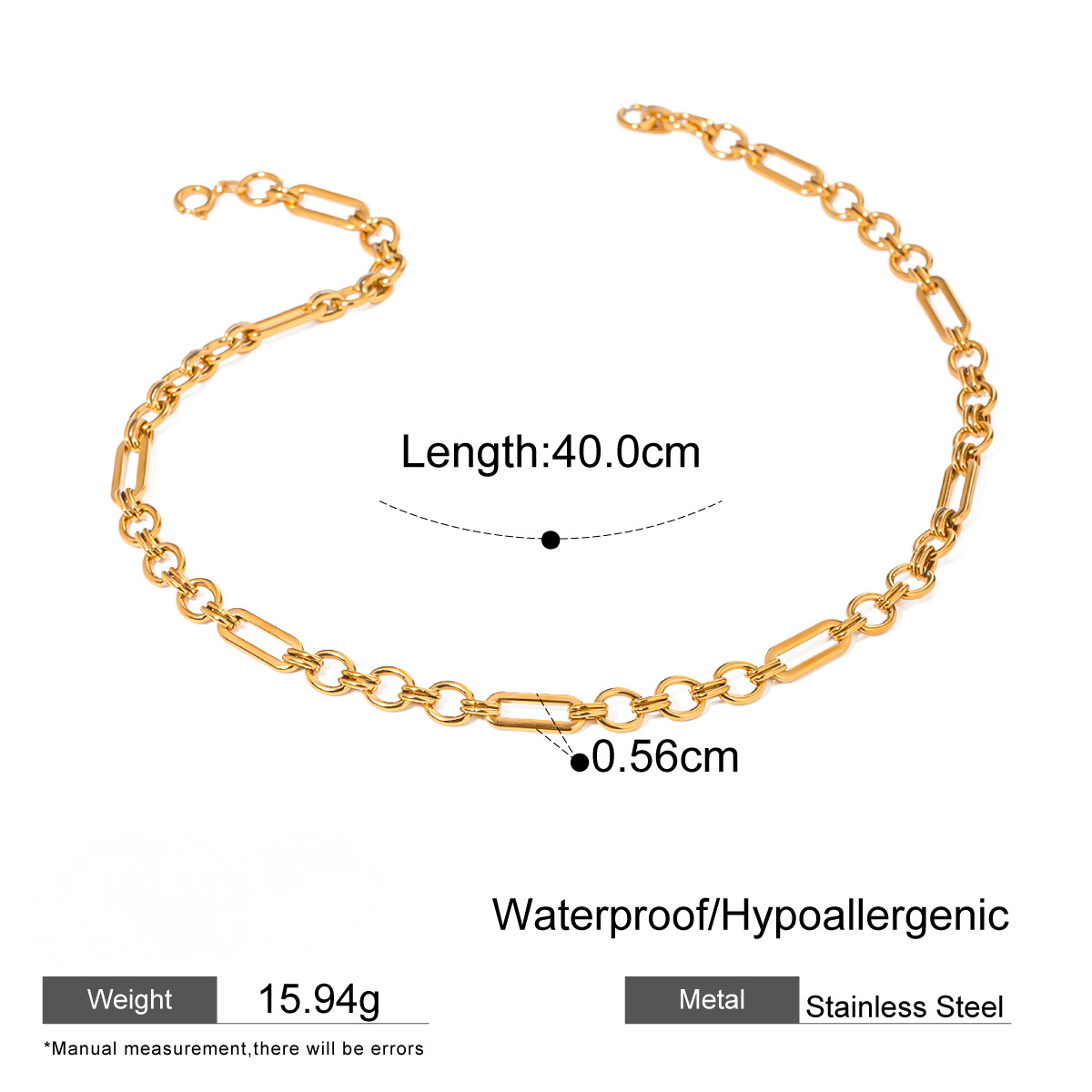 Stainless Steel 18K Gold PVD Plated Layered Chain Necklace